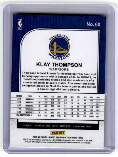 2019-20 Hoops Premium Stock #60 Klay Thompson