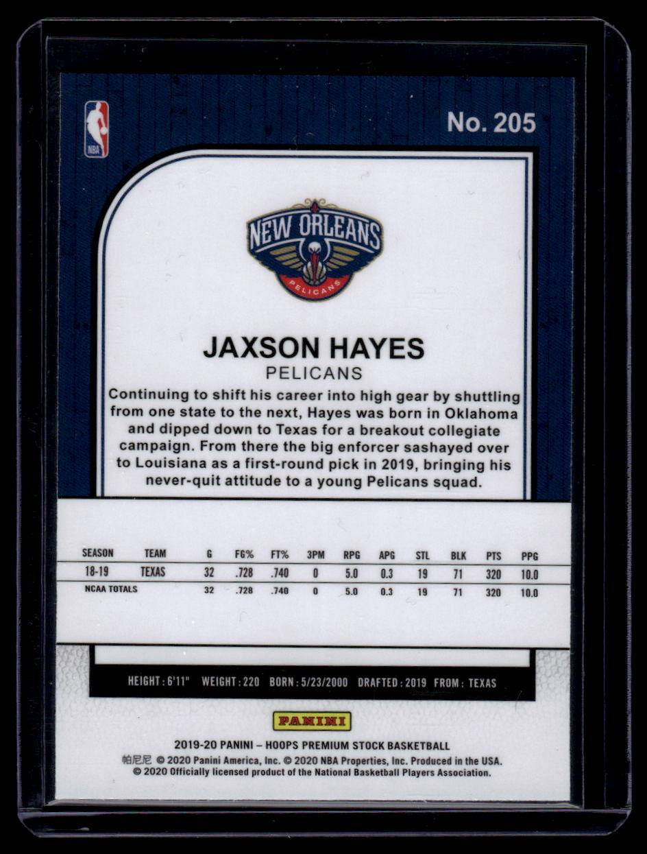 2019-20 Hoops Premium Stock #205 Jaxson Hayes