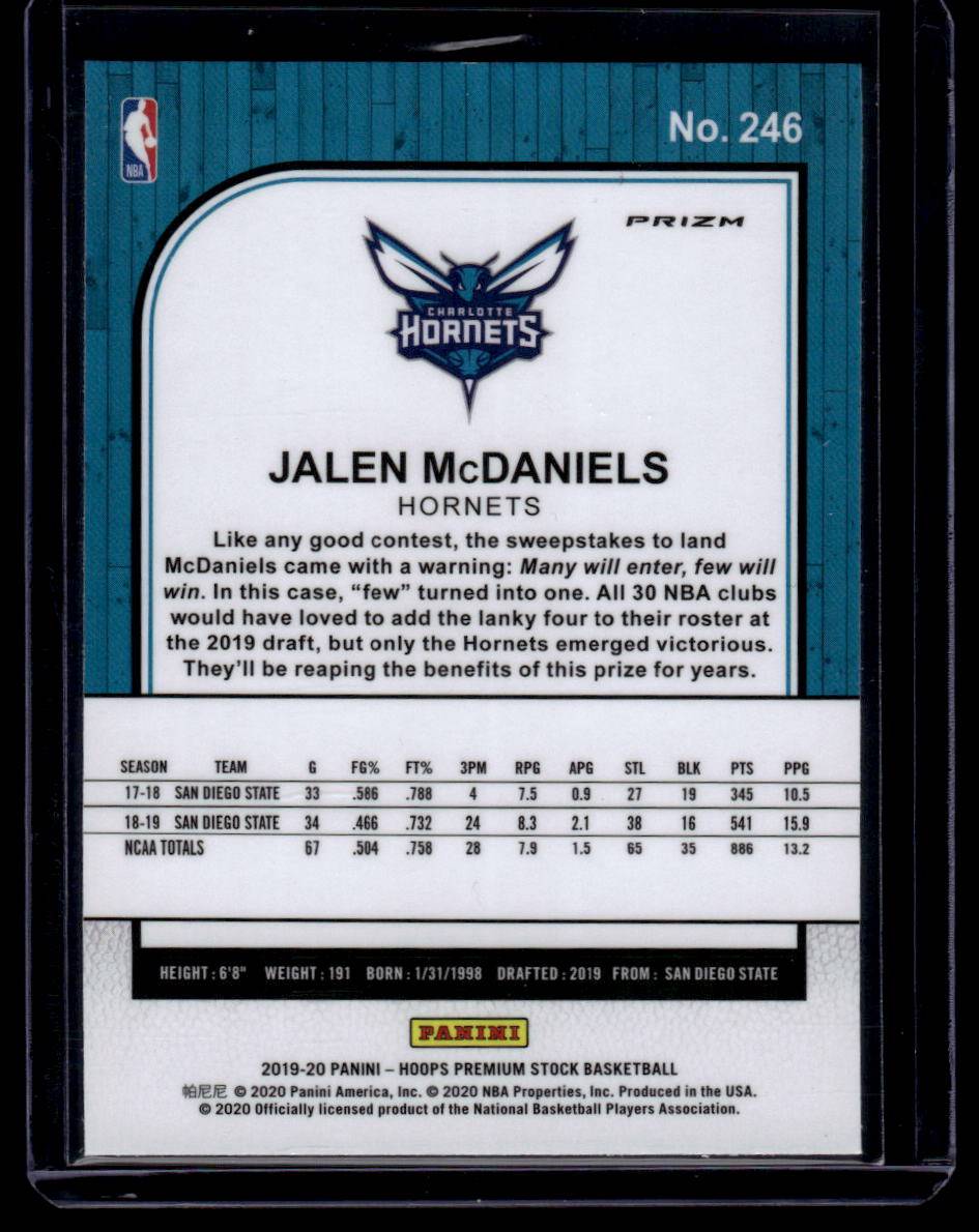 2019-20 Hoops Premium Stock #246 Jalen McDaniels Prizms Silver Laser