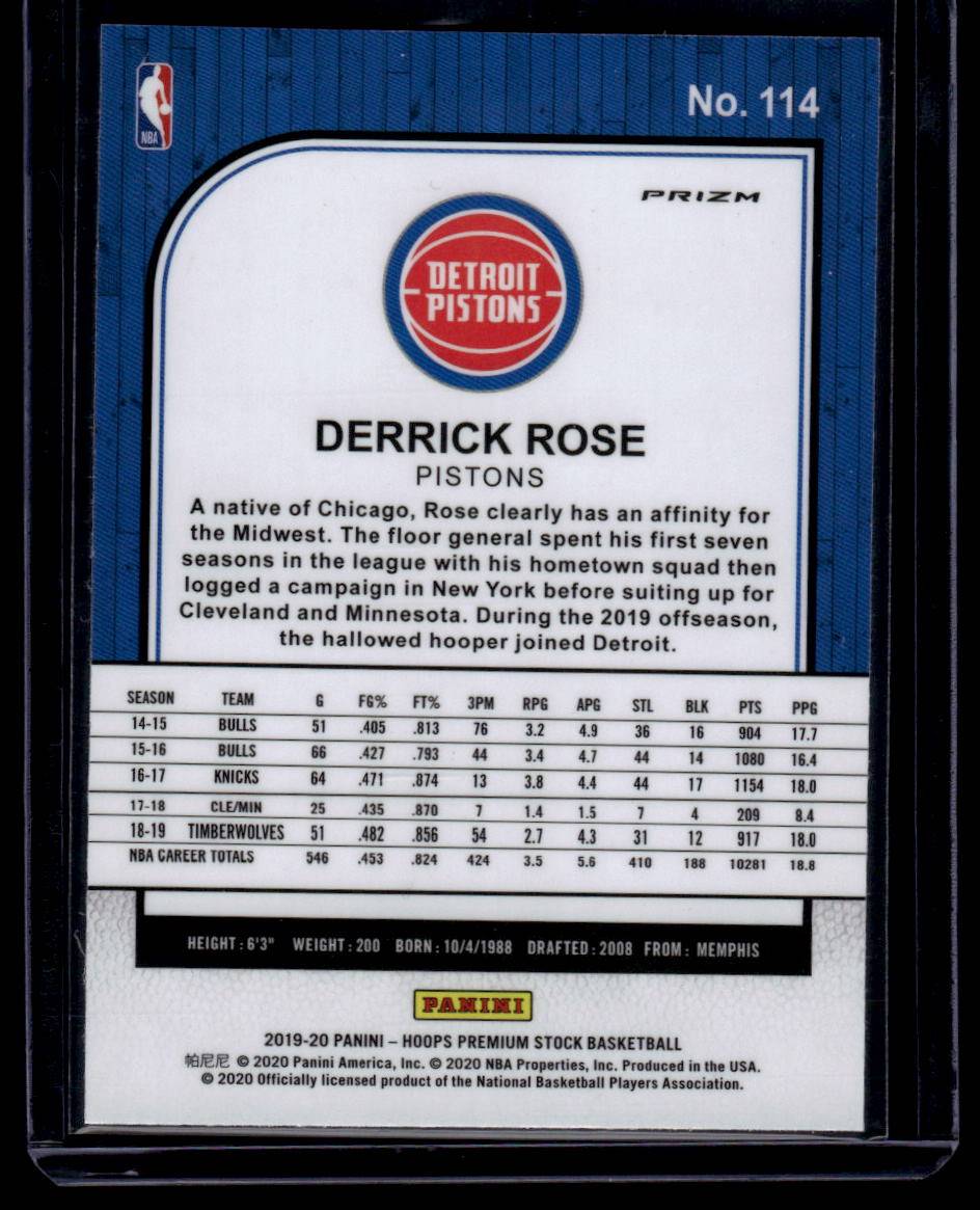 2019-20 Hoops Premium Stock #114 Derrick Rose Prizms Green