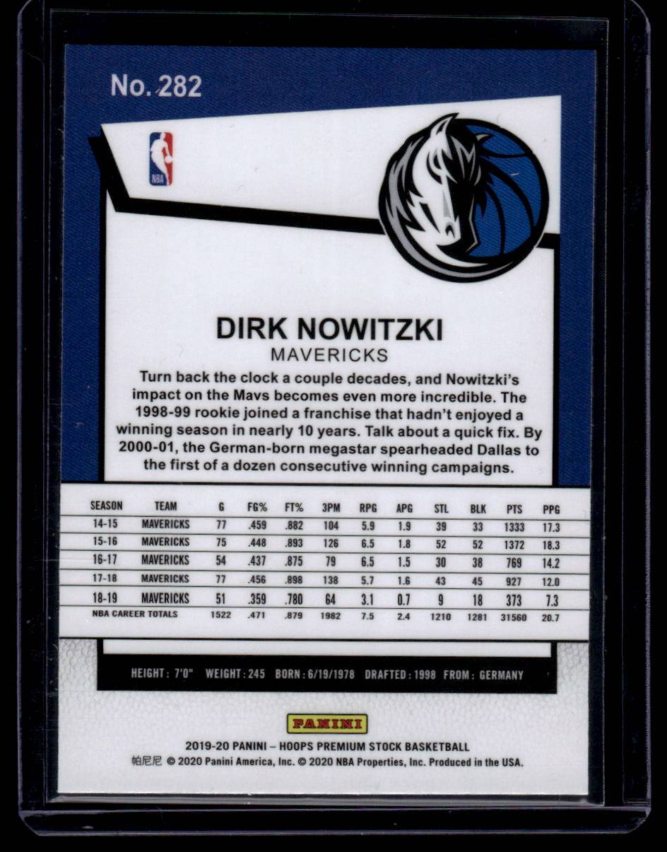 2019-20 Hoops Premium Stock #282 Dirk Nowitzki