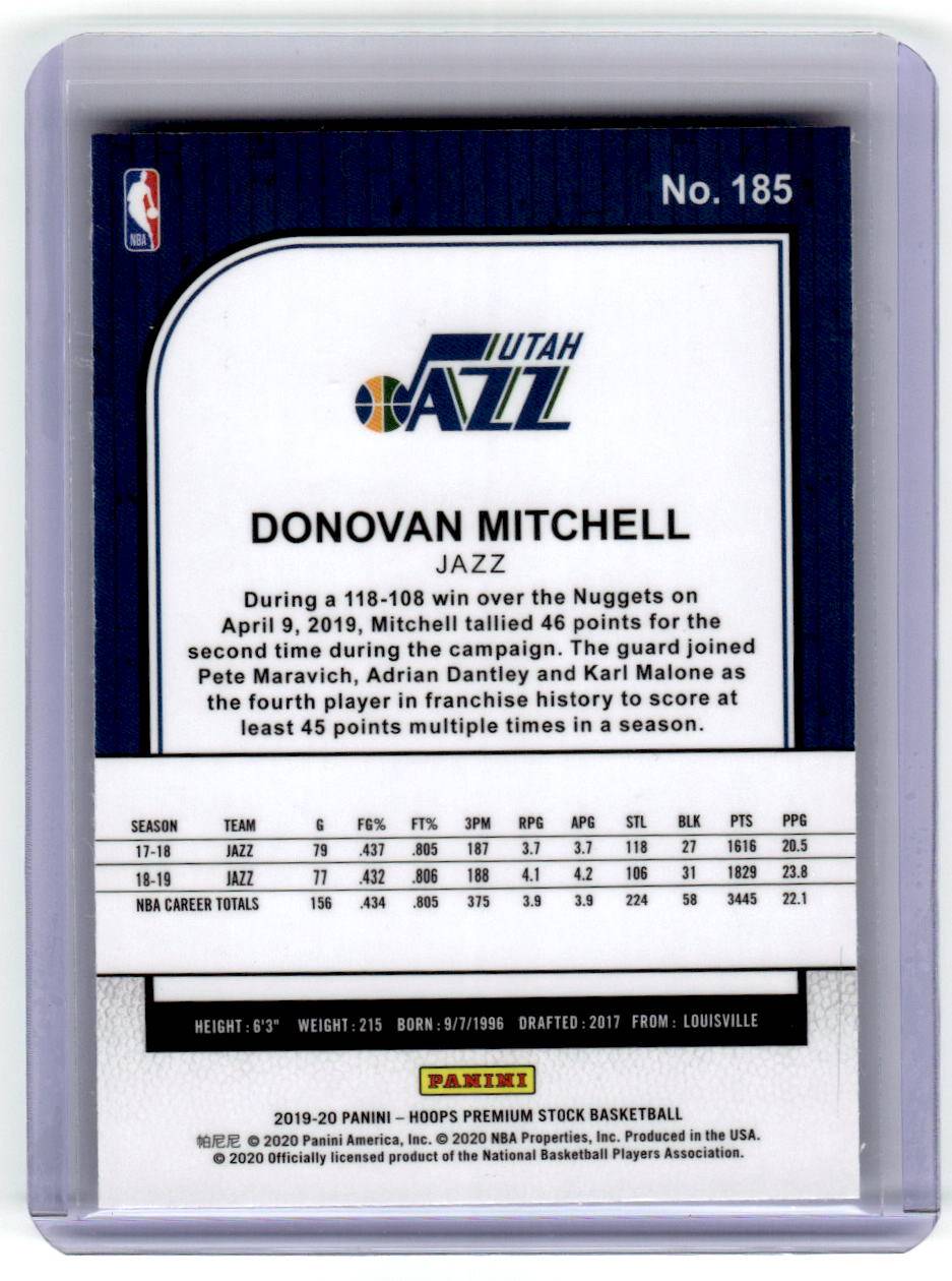 2019-20 Hoops Premium Stock #185 Donovan Mitchell