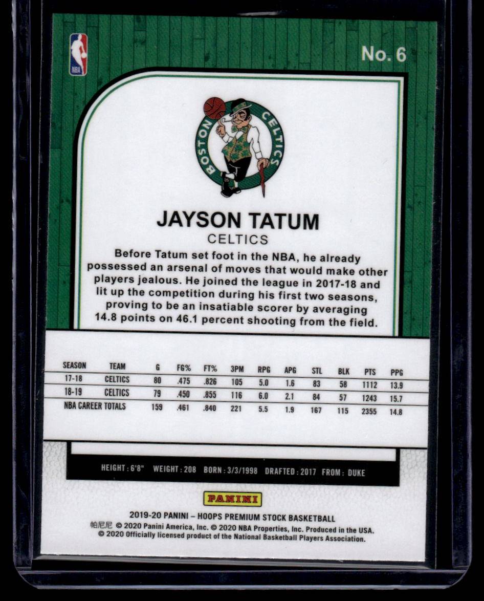 2019-20 Hoops Premium Stock #6 Jayson Tatum