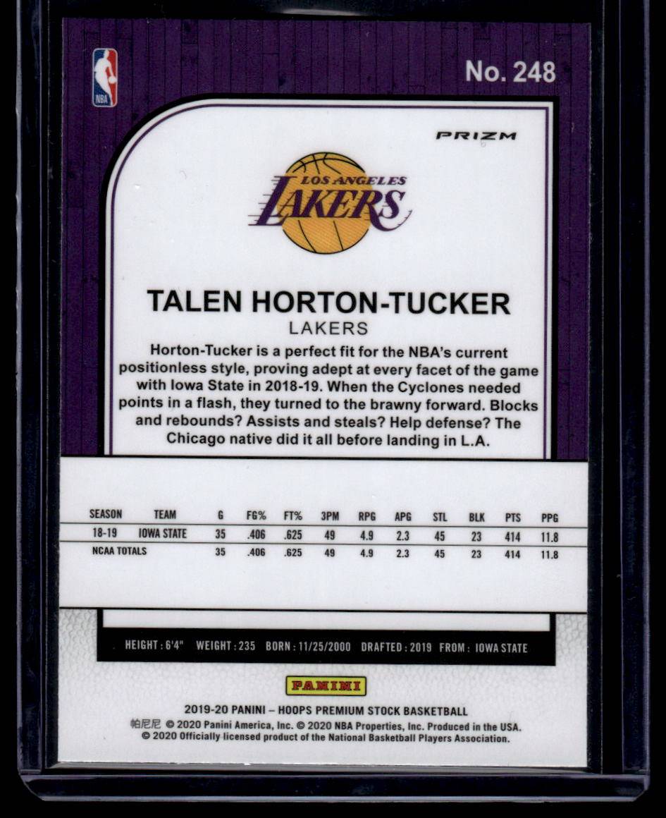 2019-20 Hoops Premium Stock #248 Talen Horton-Tucker Prizms Silver