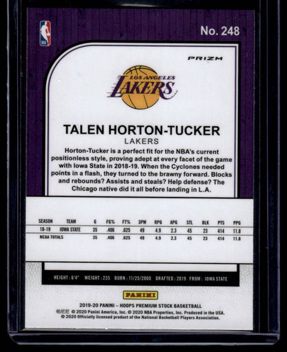 2019-20 Hoops Premium Stock #248 Talen Horton-Tucker Prizms Silver