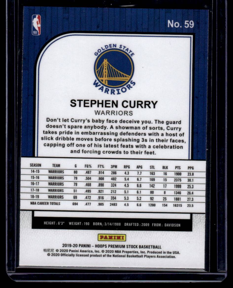 2019-20 Hoops Premium Stock #59 Stephen Curry