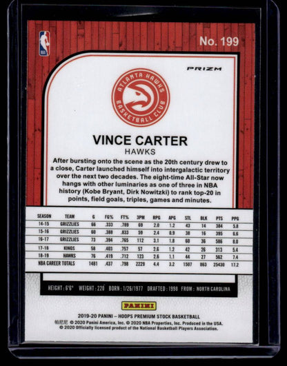 2019-20 Hoops Premium Stock #199 Vince Carter Prizms Silver