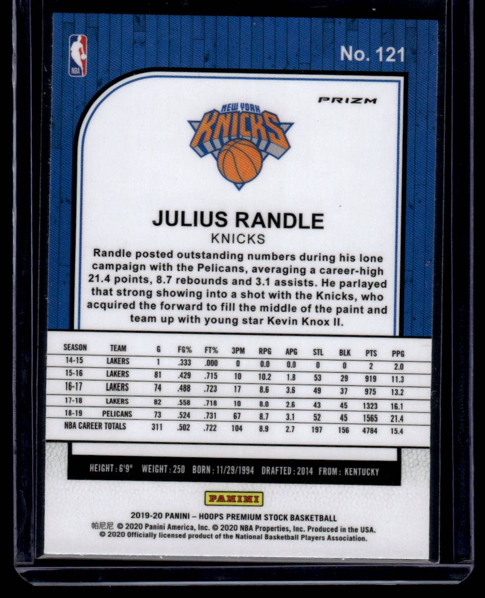 2019-20 Hoops Premium Stock #121 Julius Randle Prizms Silver Laser