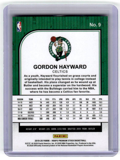 2019-20 Hoops Premium Stock #9 Gordon Hayward