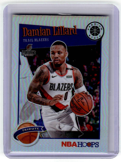 2019-20 Hoops Premium Stock #291 Damian Lillard Prizms Silver