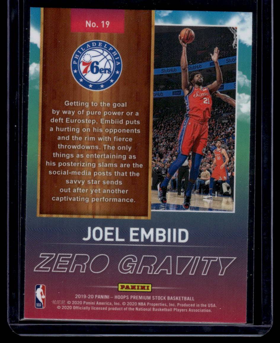 2019-20 Hoops Premium Stock #19 Joel Embiid Zero Gravity