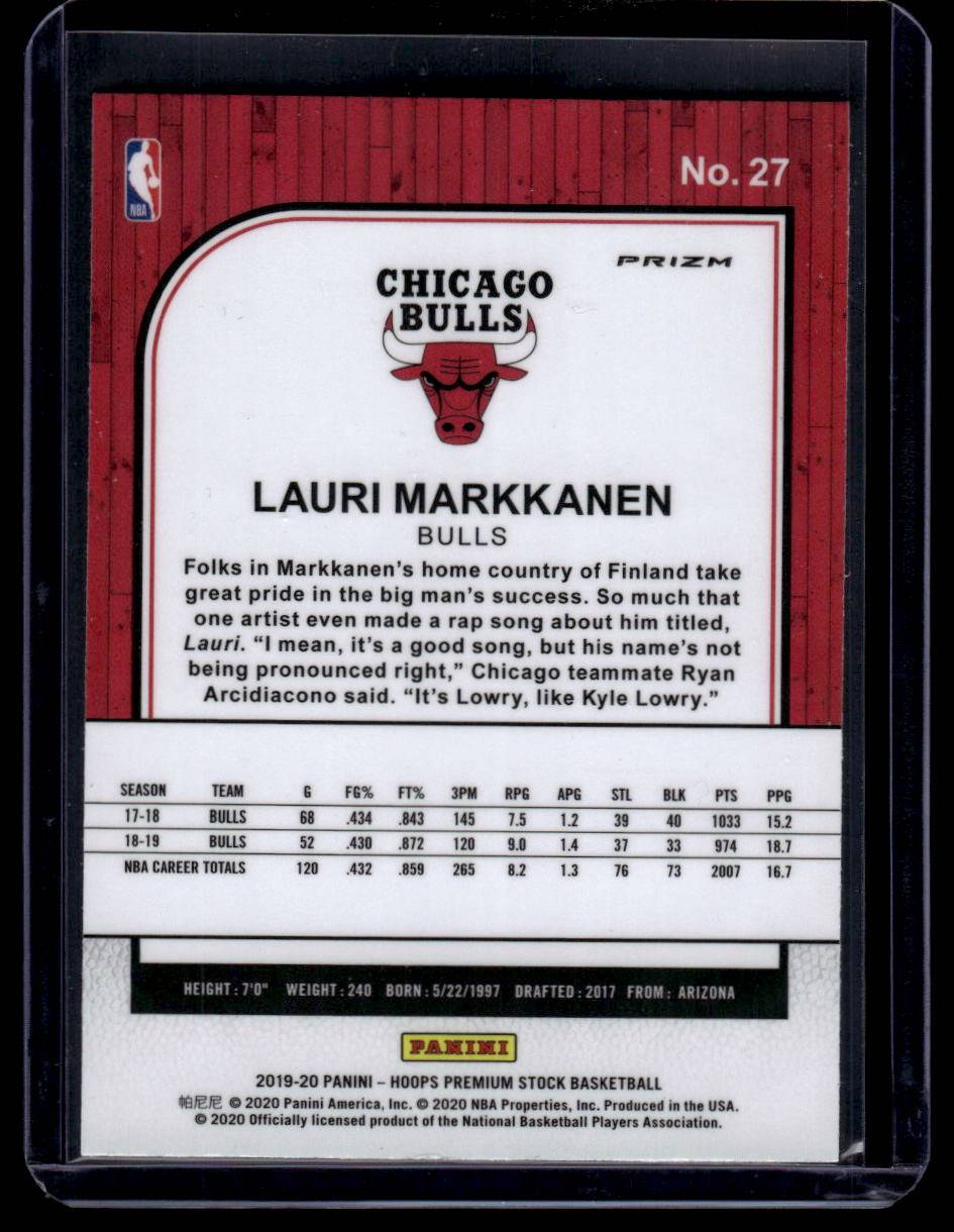 2019-20 Hoops Premium Stock #27 Lauri Markkanen Prizms Silver