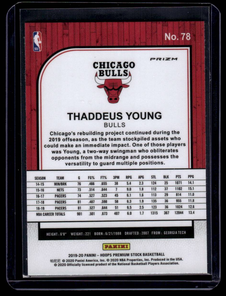 2019-20 Hoops Premium Stock #78 Thaddeus Young Prizms Green