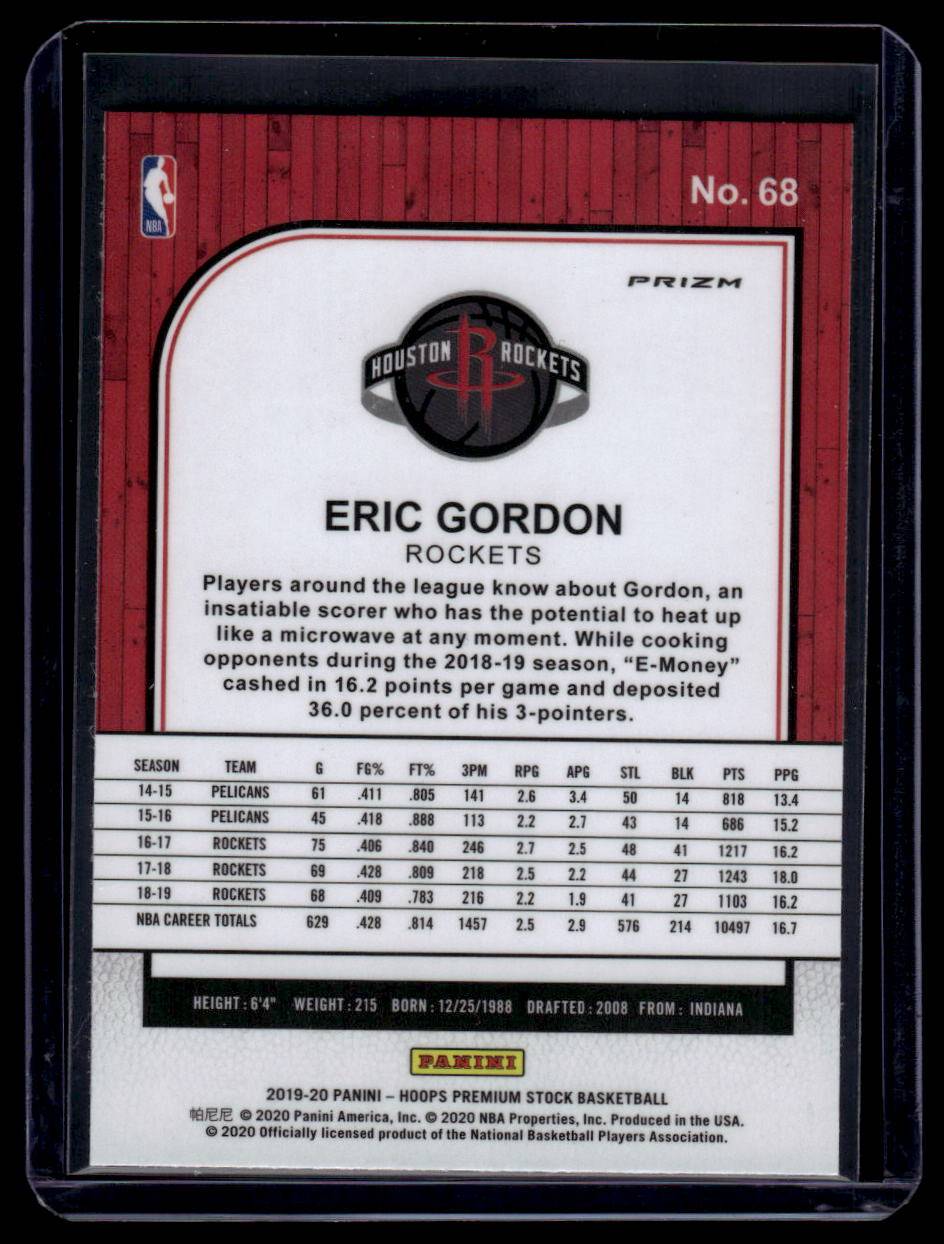 2019-20 Hoops Premium Stock #68 Eric Gordon Prizms Silver Laser