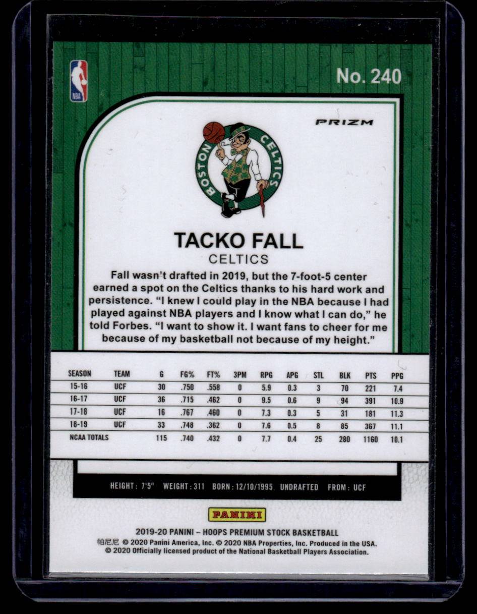 2019-20 Hoops Premium Stock #240 Tacko Fall Prizms Flash