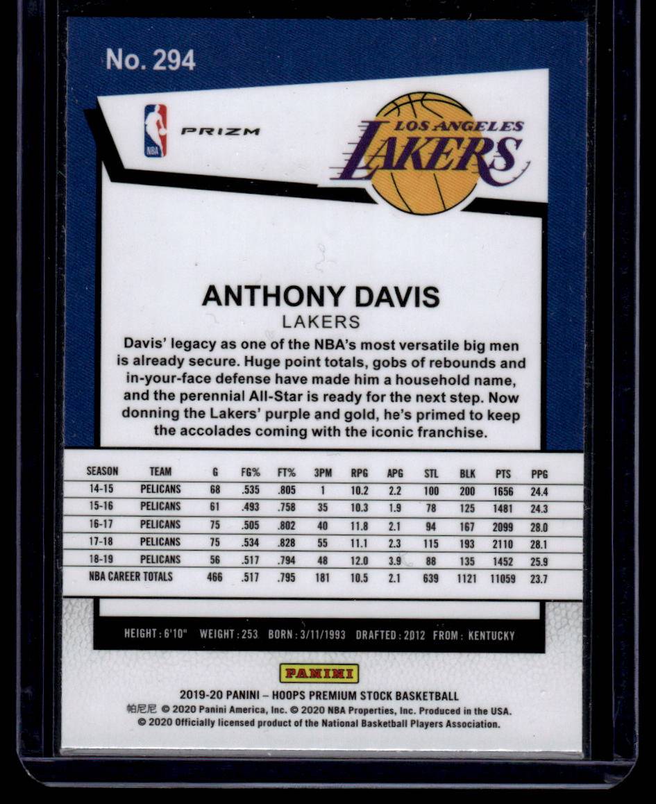 2019-20 Hoops Premium Stock #294 Anthony Davis Prizms Flash