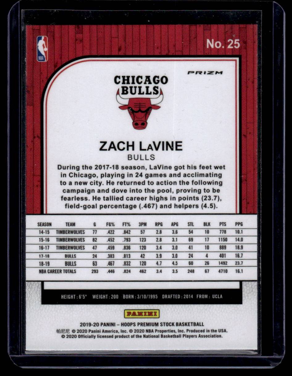 2019-20 Hoops Premium Stock #25 Zach LaVine Prizms Flash