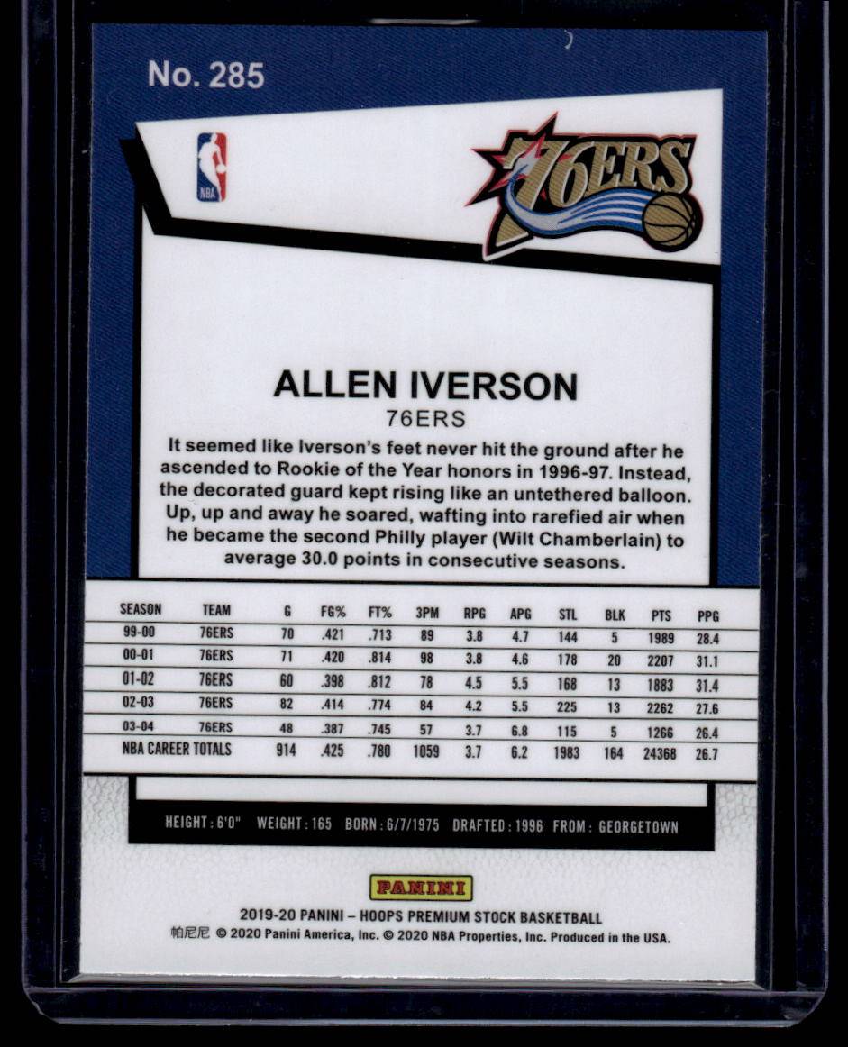 2019-20 Hoops Premium Stock #285 Allen Iverson