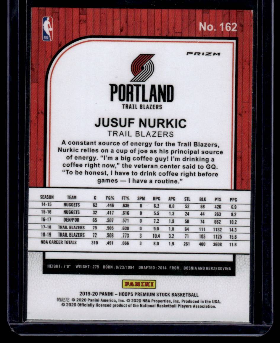 2019-20 Hoops Premium Stock #162 Jusuf Nurkic Prizms Silver