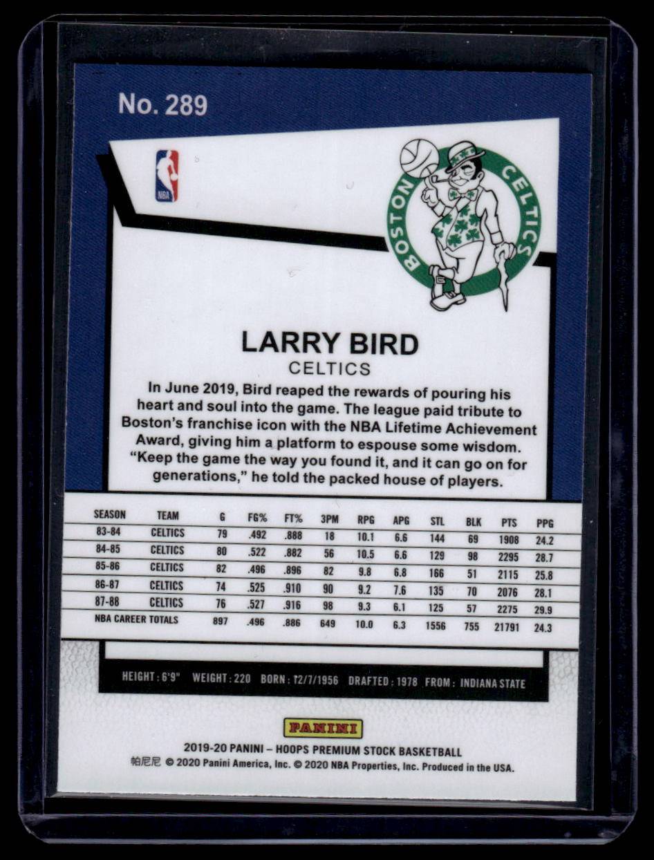 2019-20 Hoops Premium Stock #289 Larry Bird