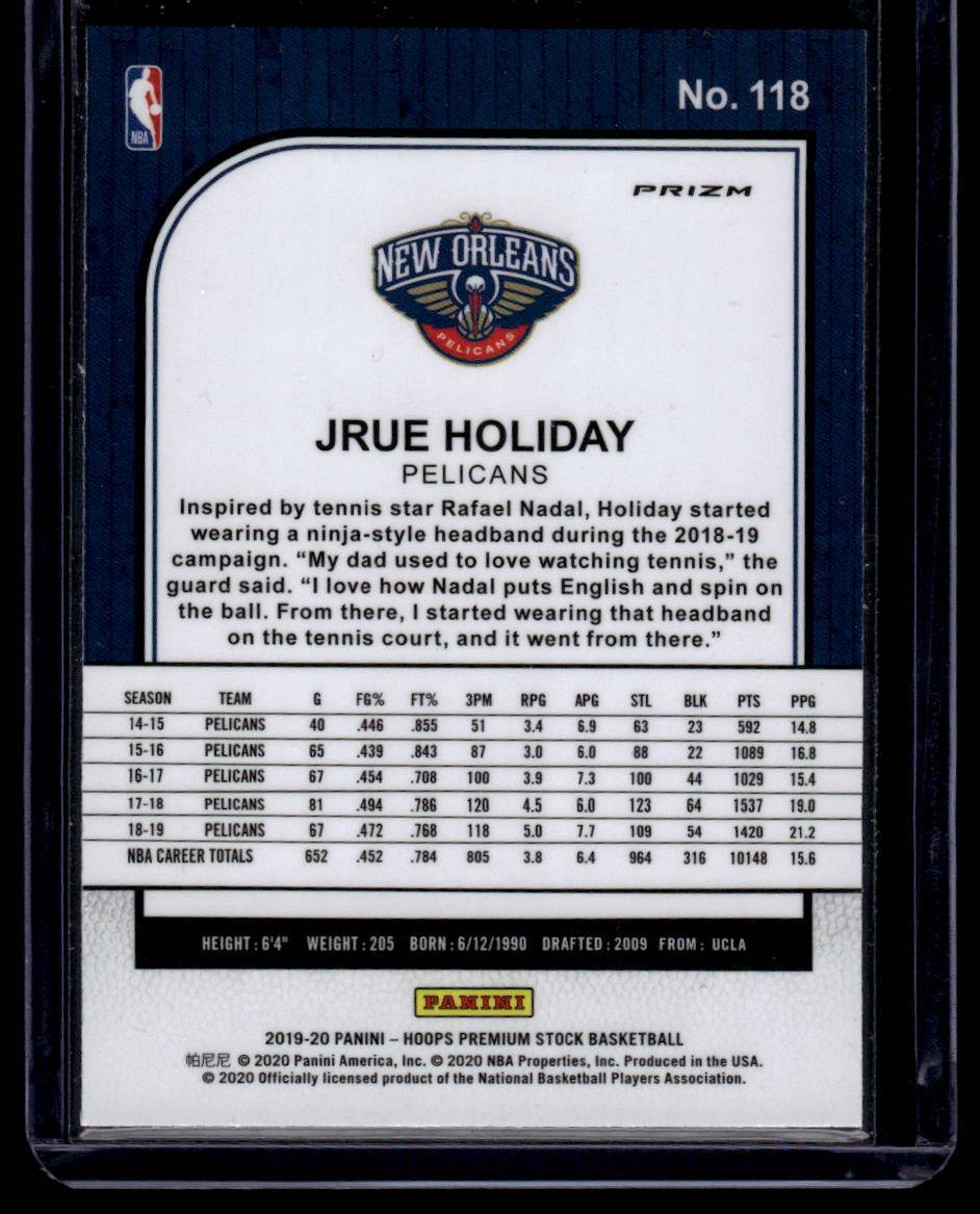 2019-20 Hoops Premium Stock #118 Jrue Holiday Prizms Flash