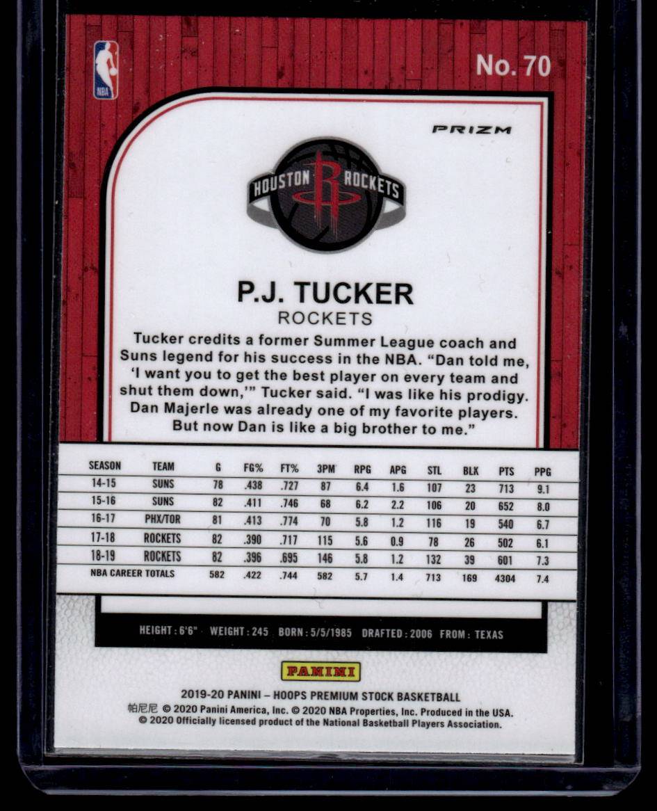 2019-20 Hoops Premium Stock #70 P.J. Tucker Prizms Red Flash