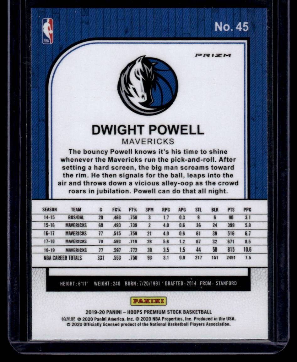 2019-20 Hoops Premium Stock #45 Dwight Powell Prizms Silver