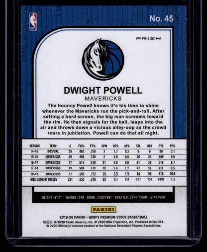 2019-20 Hoops Premium Stock #45 Dwight Powell Prizms Silver