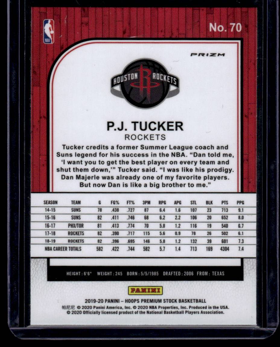 2019-20 Hoops Premium Stock #70 P.J. Tucker Prizms Silver Laser