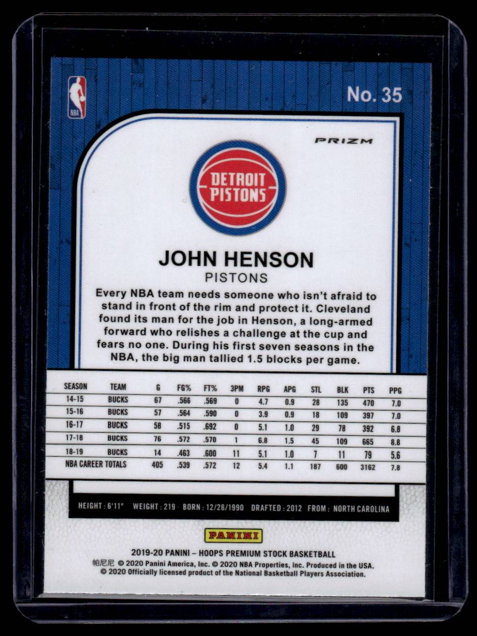 2019-20 Hoops Premium Stock #35 John Henson Prizms Green