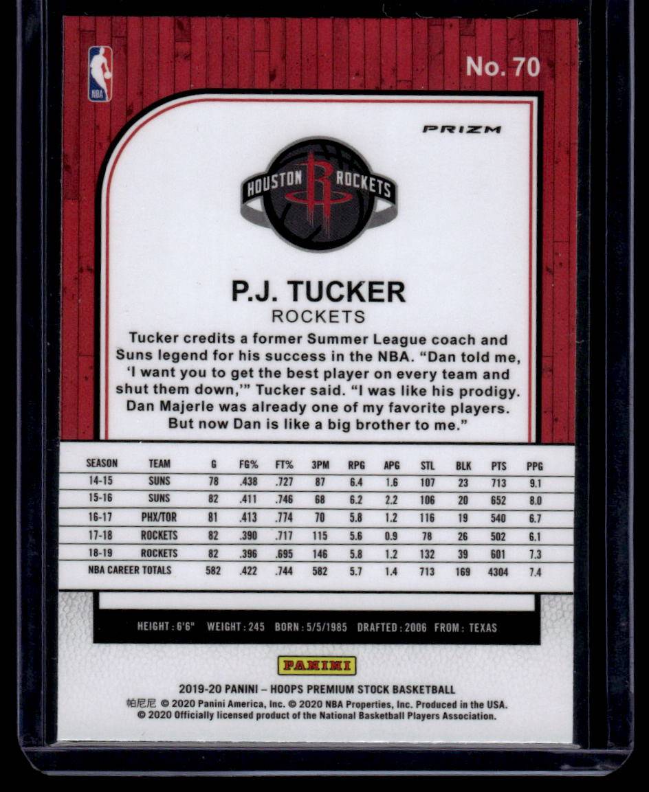 2019-20 Hoops Premium Stock #70 P.J. Tucker Prizms Green