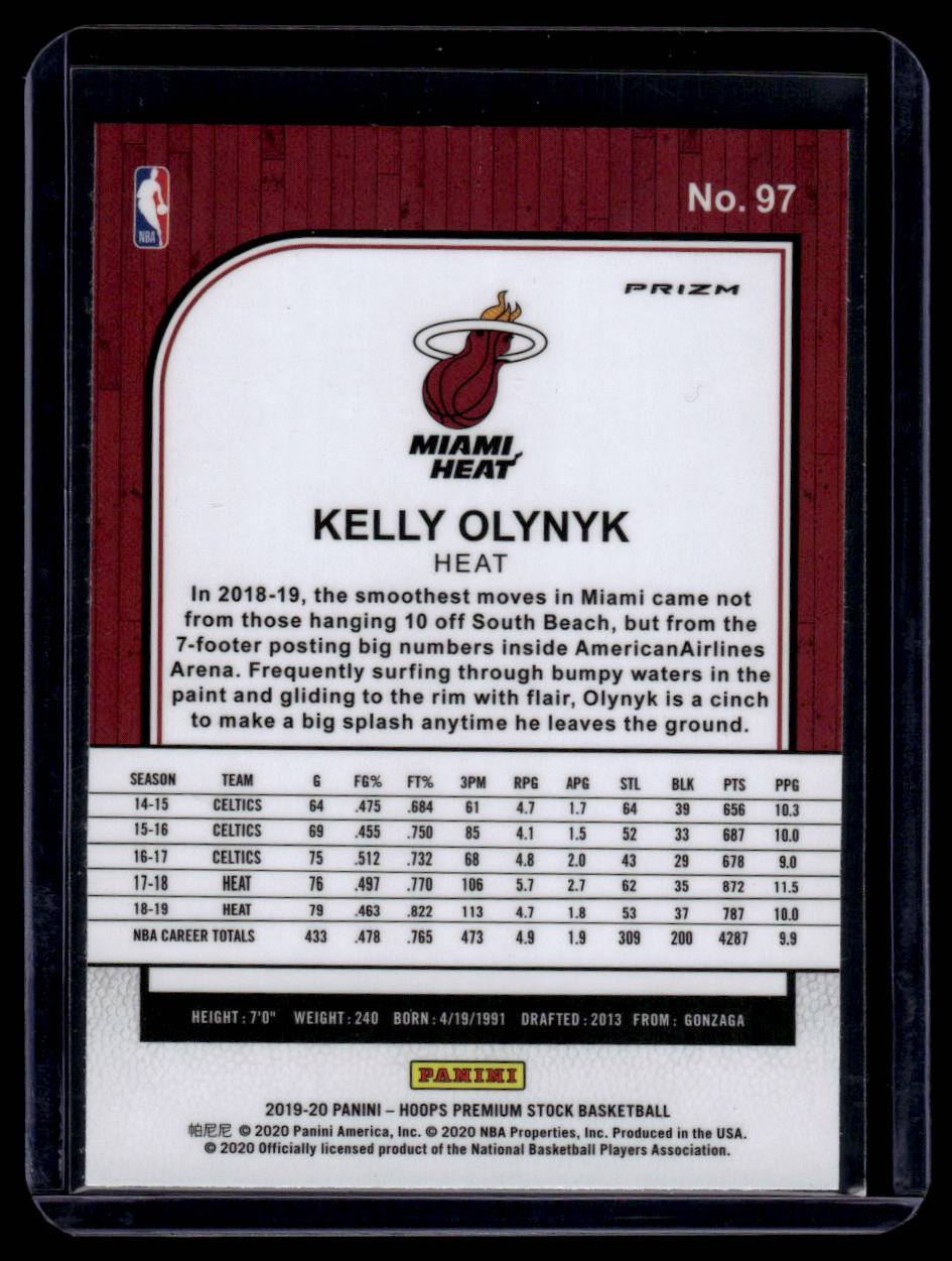 2019-20 Hoops Premium Stock #97 Kelly Olynyk Prizms Silver Laser