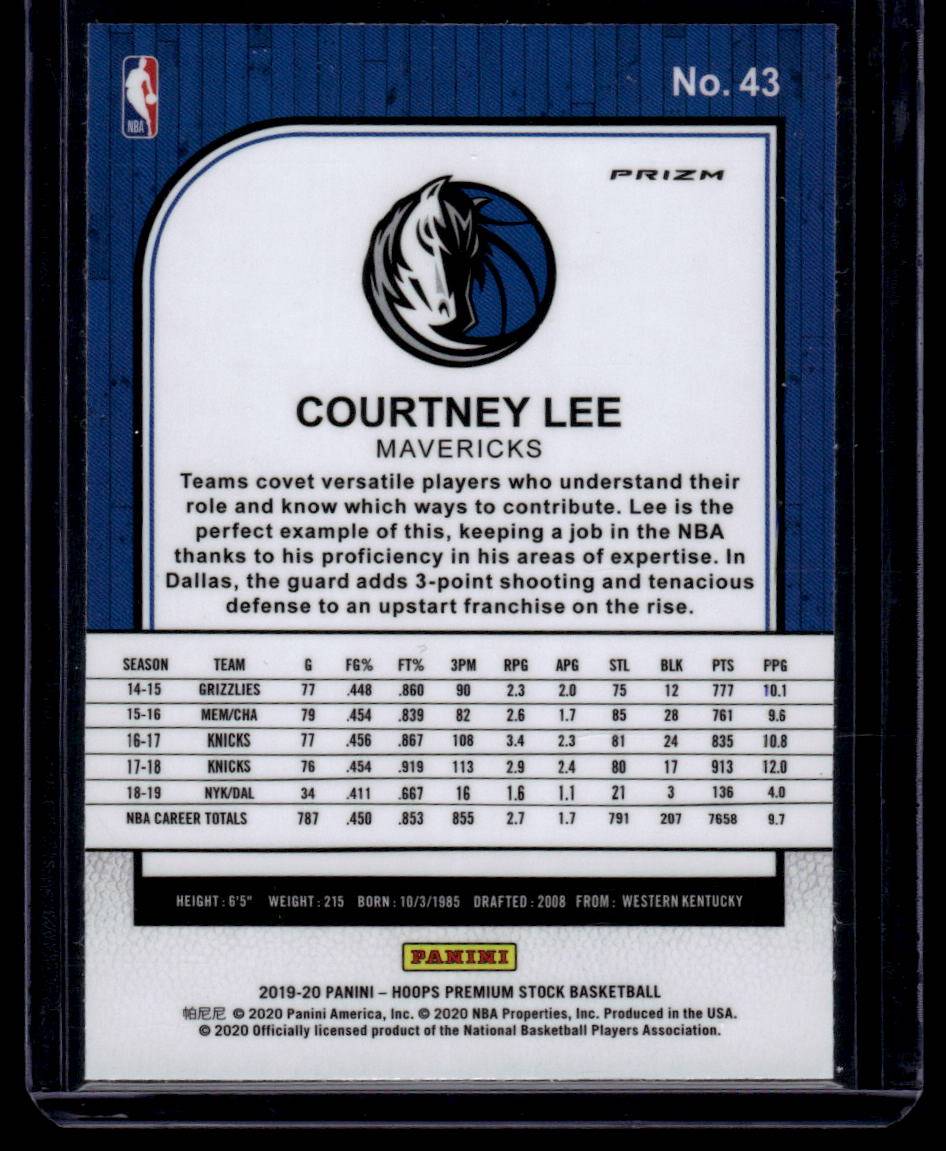 2019-20 Hoops Premium Stock #43 Courtney Lee Prizms Silver Laser