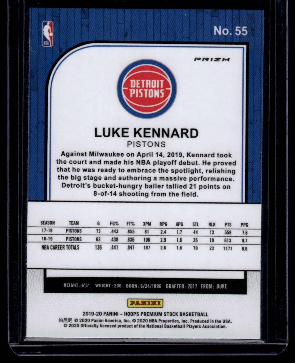 2019-20 Hoops Premium Stock #55 Luke Kennard Prizms Silver Laser