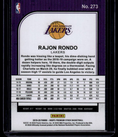 2019-20 Hoops Premium Stock #273 Rajon Rondo