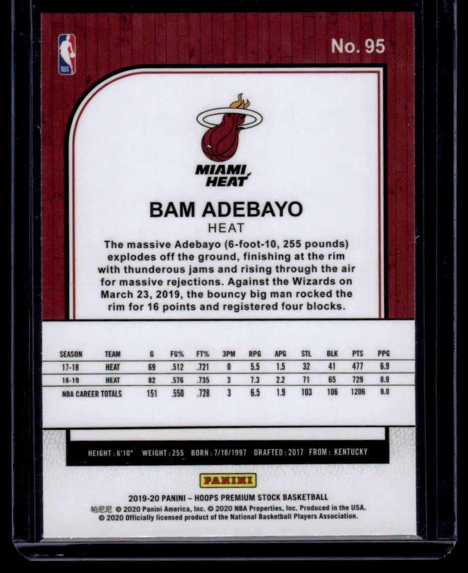 2019-20 Hoops Premium Stock #95 Bam Adebayo