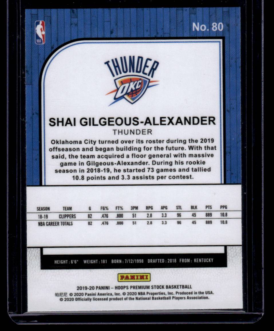 2019-20 Hoops Premium Stock #80 Shai Gilgeous-Alexander