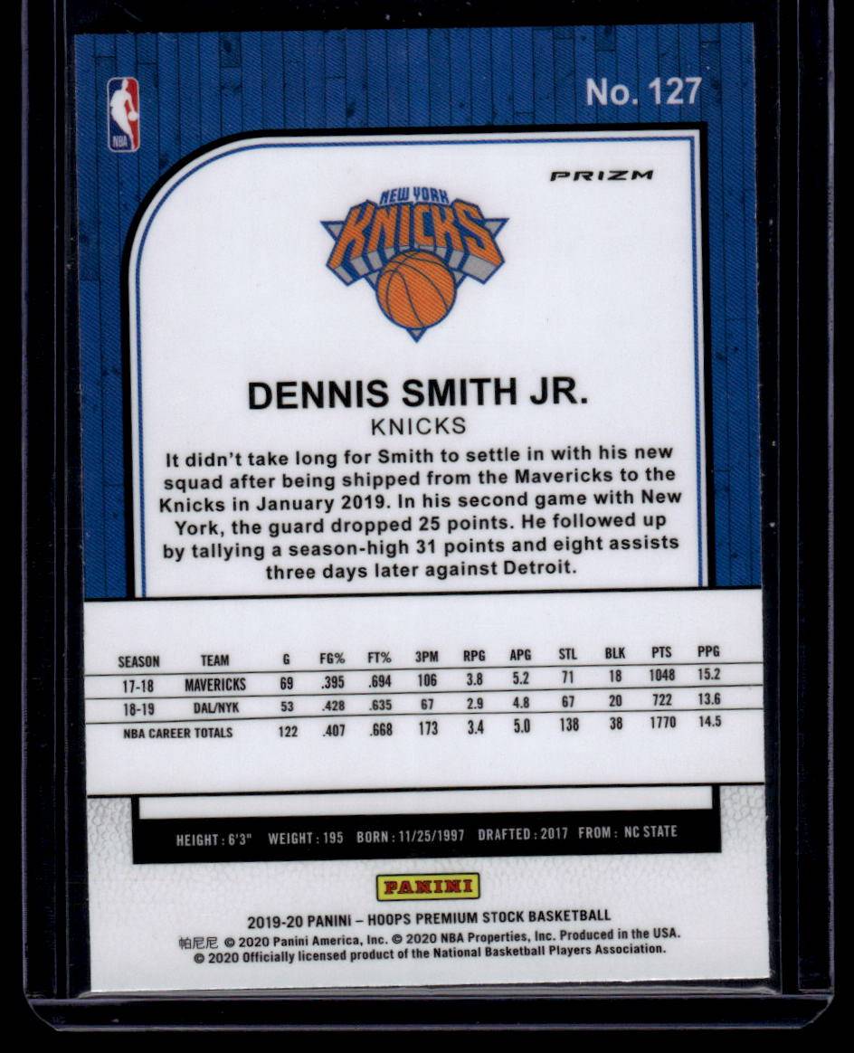 2019-20 Hoops Premium Stock #127 Dennis Smith Jr. Prizms Silver Laser