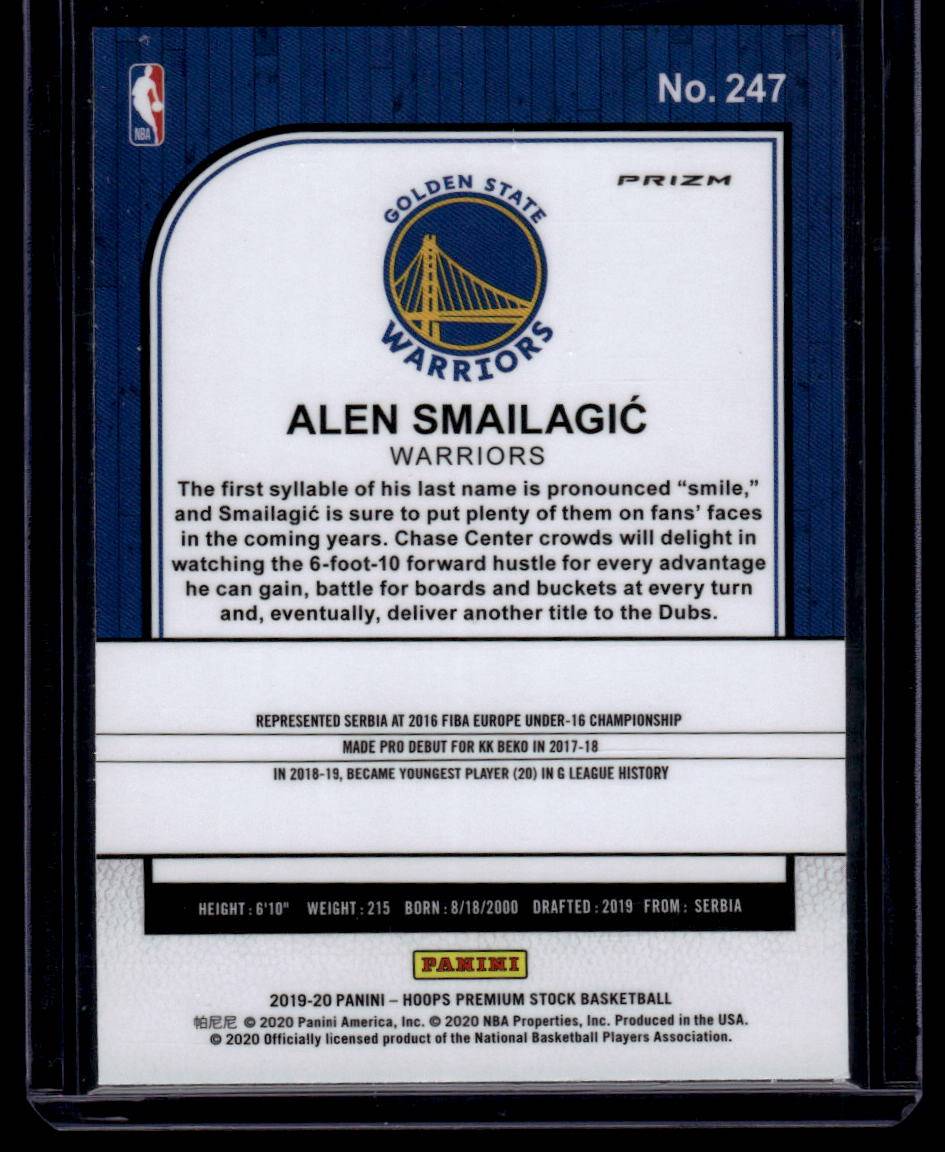 2019-20 Hoops Premium Stock #247 Alen Smailagic Prizms Silver Laser