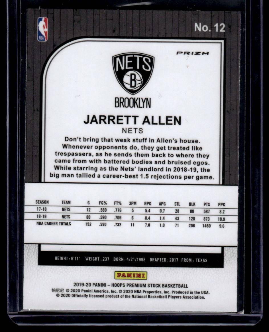 2019-20 Hoops Premium Stock #12 Jarrett Allen Prizms Silver