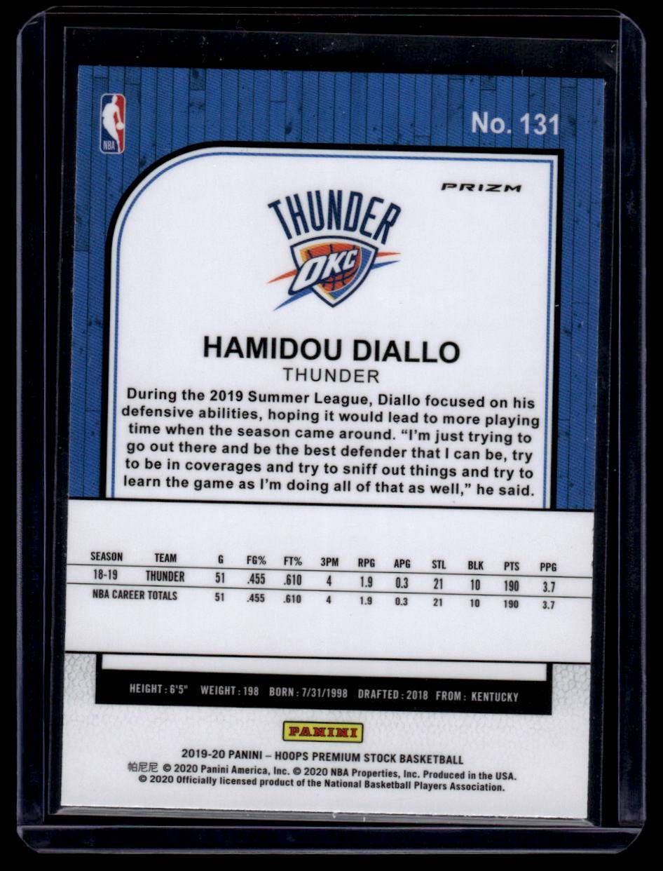 2019-20 Hoops Premium Stock #131 Hamidou Diallo Prizms Silver Laser