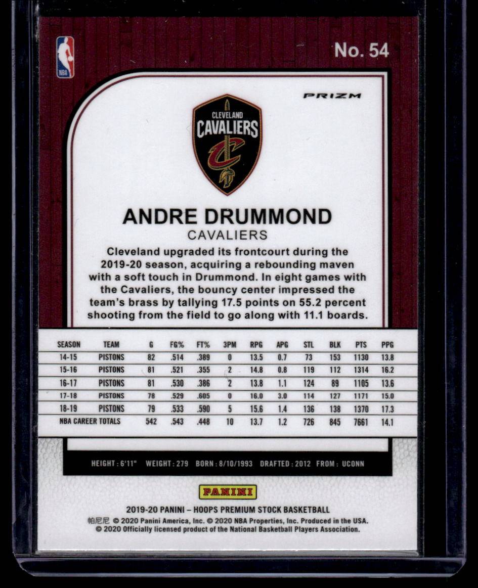 2019-20 Hoops Premium Stock #54 Andre Drummond Prizms Flash