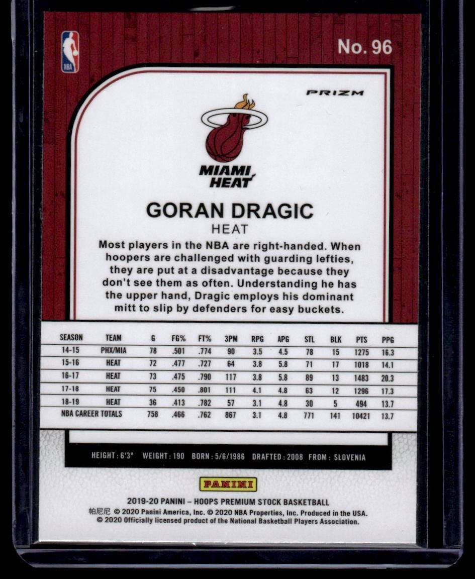 2019-20 Hoops Premium Stock #96 Goran Dragic Prizms Flash