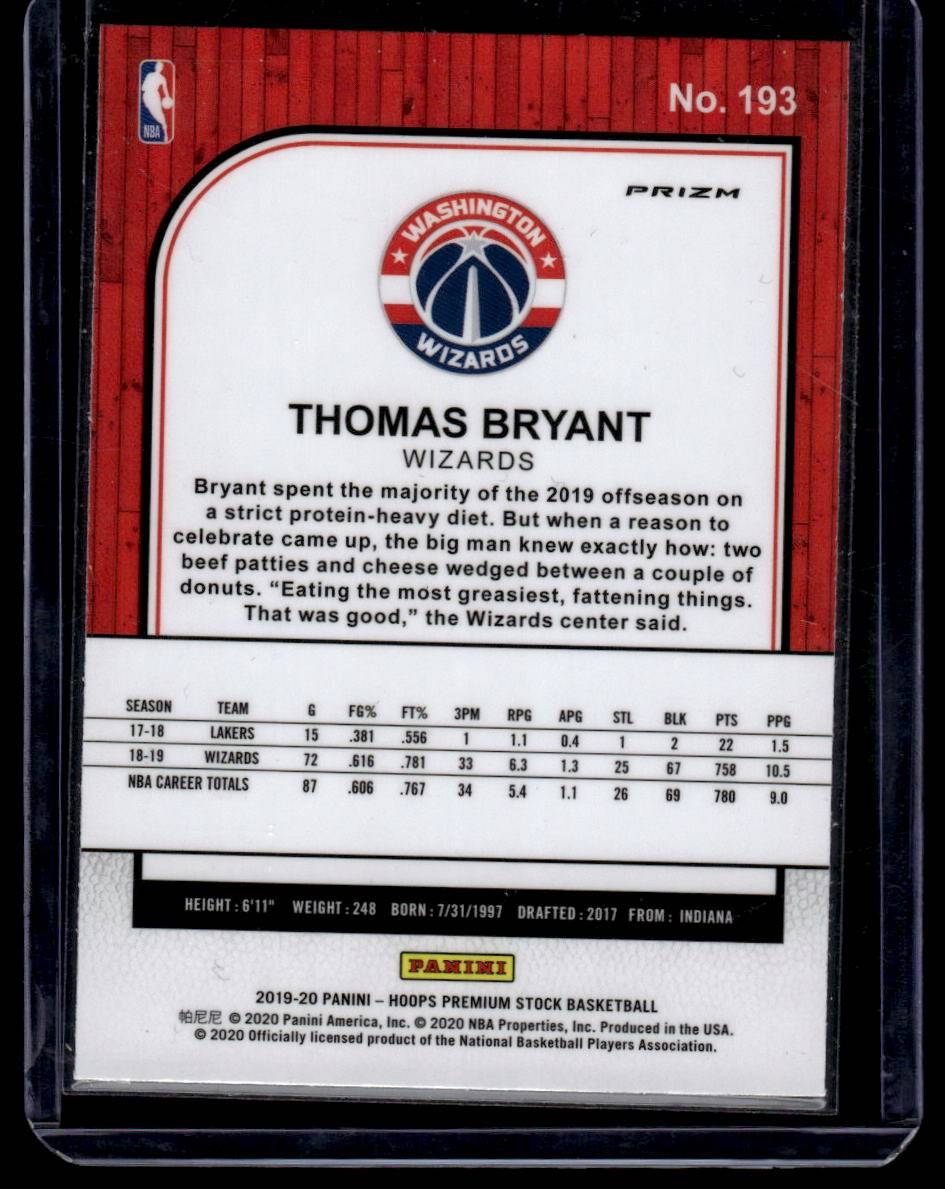 2019-20 Hoops Premium Stock #193 Thomas Bryant Prizms Flash