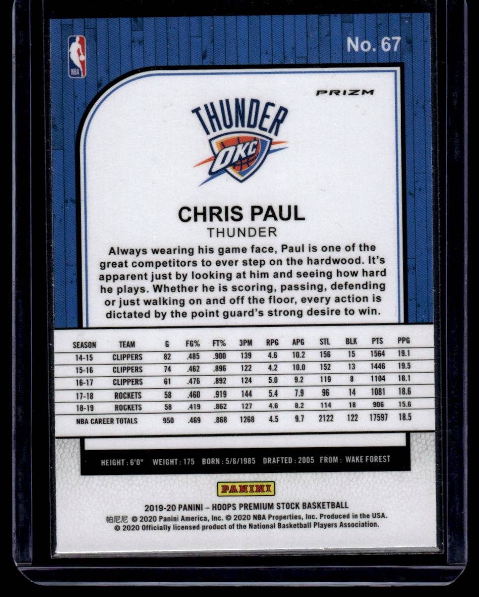 2019-20 Hoops Premium Stock #67 Chris Paul Prizms Flash