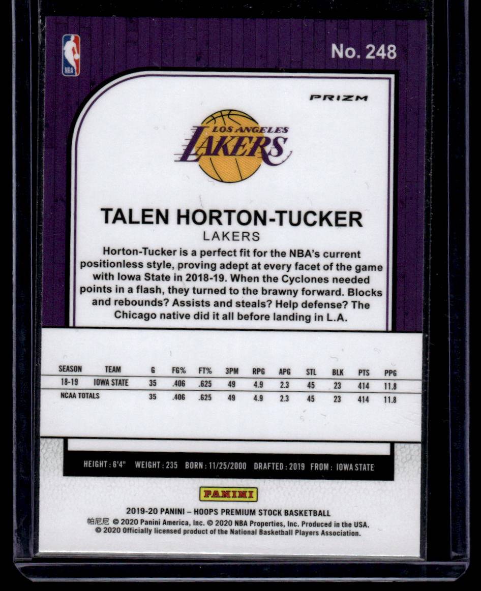 2019-20 Hoops Premium Stock #248 Talen Horton-Tucker Prizms Flash