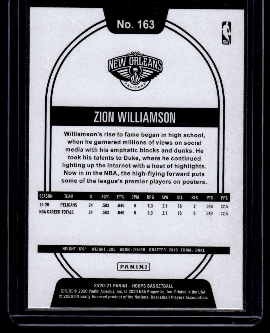 2020-21 Hoops #163 Zion Williamson