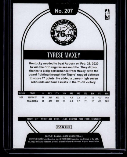 2020-21 Hoops #207 Tyrese Maxey