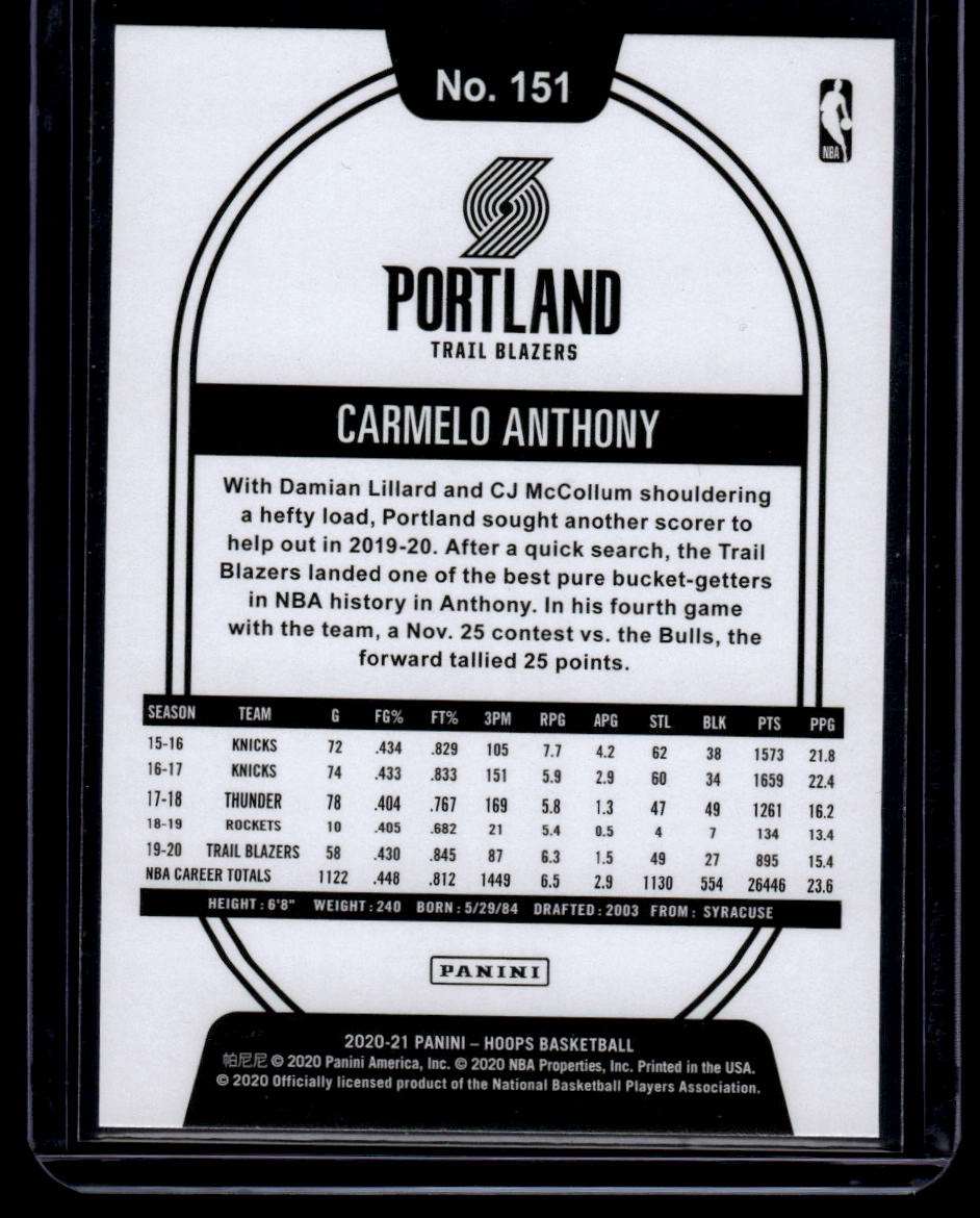 2020-21 Hoops #151 Carmelo Anthony