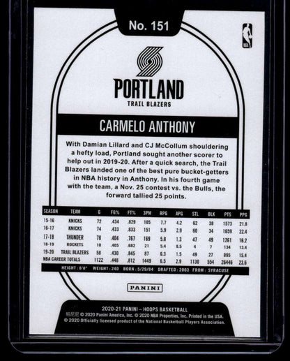 2020-21 Hoops #151 Carmelo Anthony